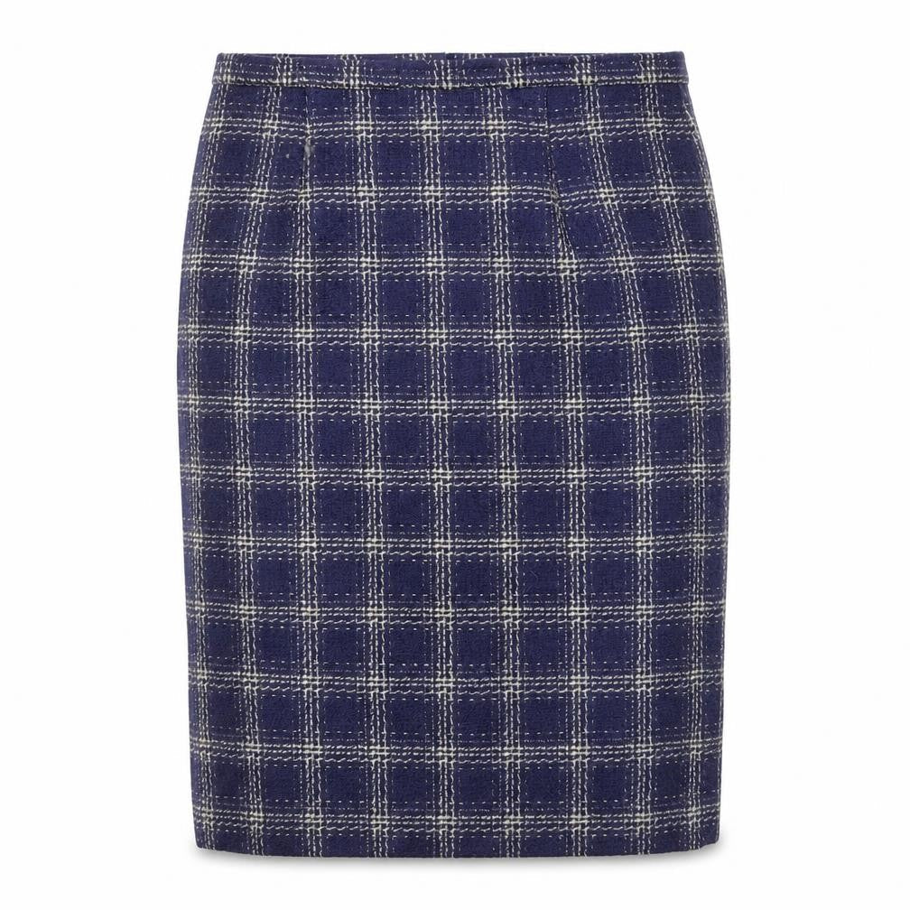 Preworn Womens Blue Check  Bandage Skirt Size 32 in