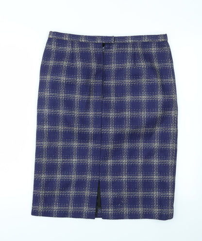 Preworn Womens Blue Check  Bandage Skirt Size 32 in