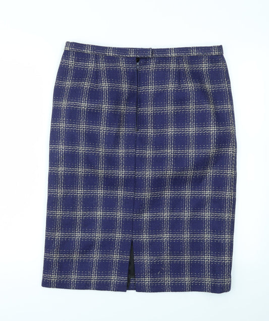 Preworn Womens Blue Check  Bandage Skirt Size 32 in
