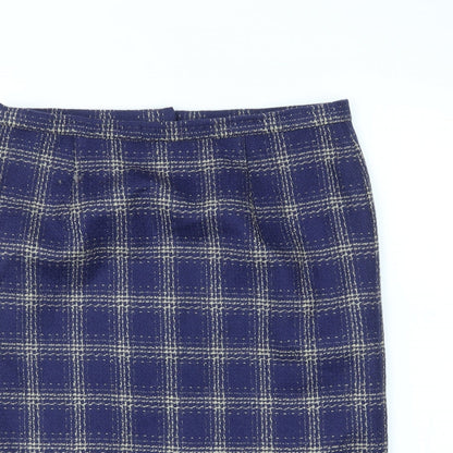 Preworn Womens Blue Check  Bandage Skirt Size 32 in