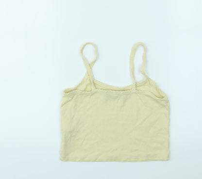 Womens UK Size 8 Topshop Yellow Basic T-Shirt