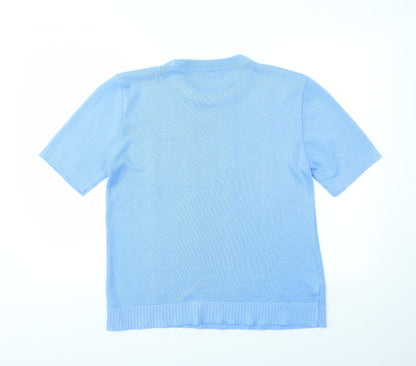 Womens UK Size S Preworn Blue Basic T-Shirt