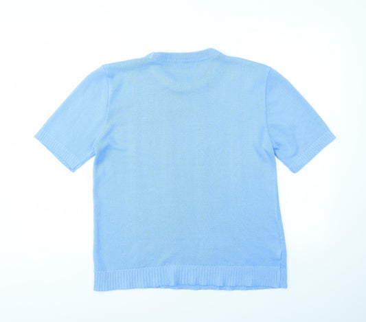 Womens UK Size S Preworn Blue Basic T-Shirt