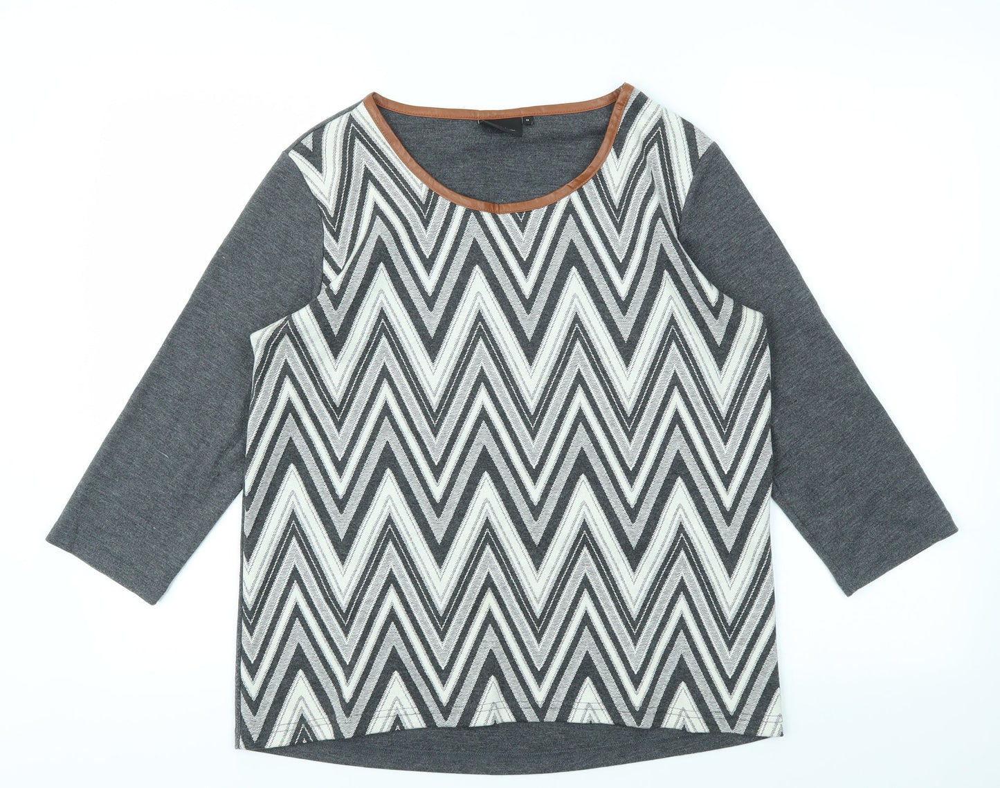 b.young Womens Grey Geometric  Basic T-Shirt Size M