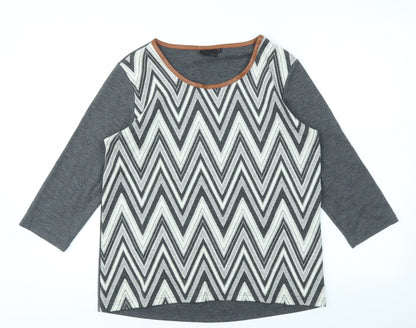 b.young Womens Grey Geometric  Basic T-Shirt Size M