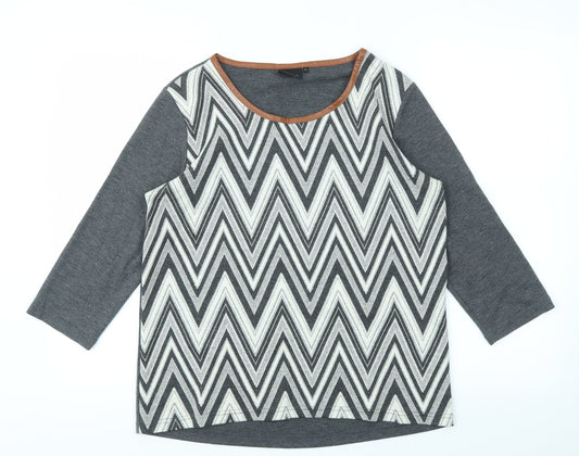 b.young Womens Grey Geometric  Basic T-Shirt Size M