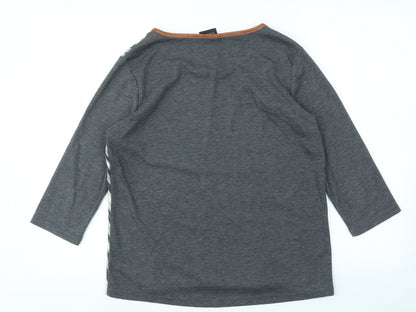 b.young Womens Grey Geometric  Basic T-Shirt Size M