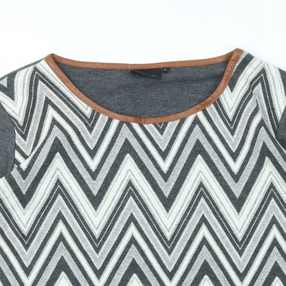 b.young Womens Grey Geometric  Basic T-Shirt Size M