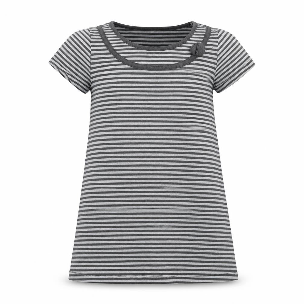 VERTBAUDE Girls Grey Striped  Fit & Flare  Size 5 Years