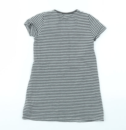 VERTBAUDE Girls Grey Striped  Fit & Flare  Size 5 Years