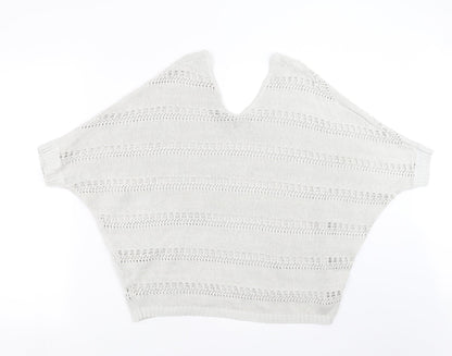 koaj Womens Grey Striped Knit Pullover Jumper Size S