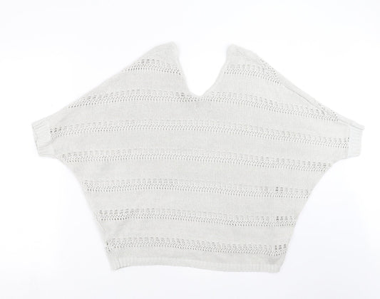 koaj Womens Grey Striped Knit Pullover Jumper Size S