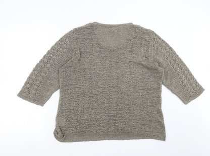 Alessa W Womens Beige  Knit Pullover Jumper Size 20  - open knit detail