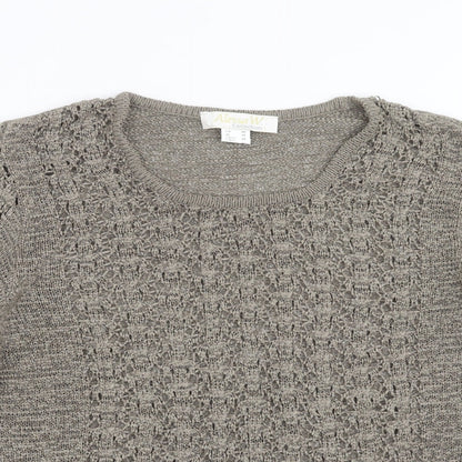 Alessa W Womens Beige  Knit Pullover Jumper Size 20  - open knit detail