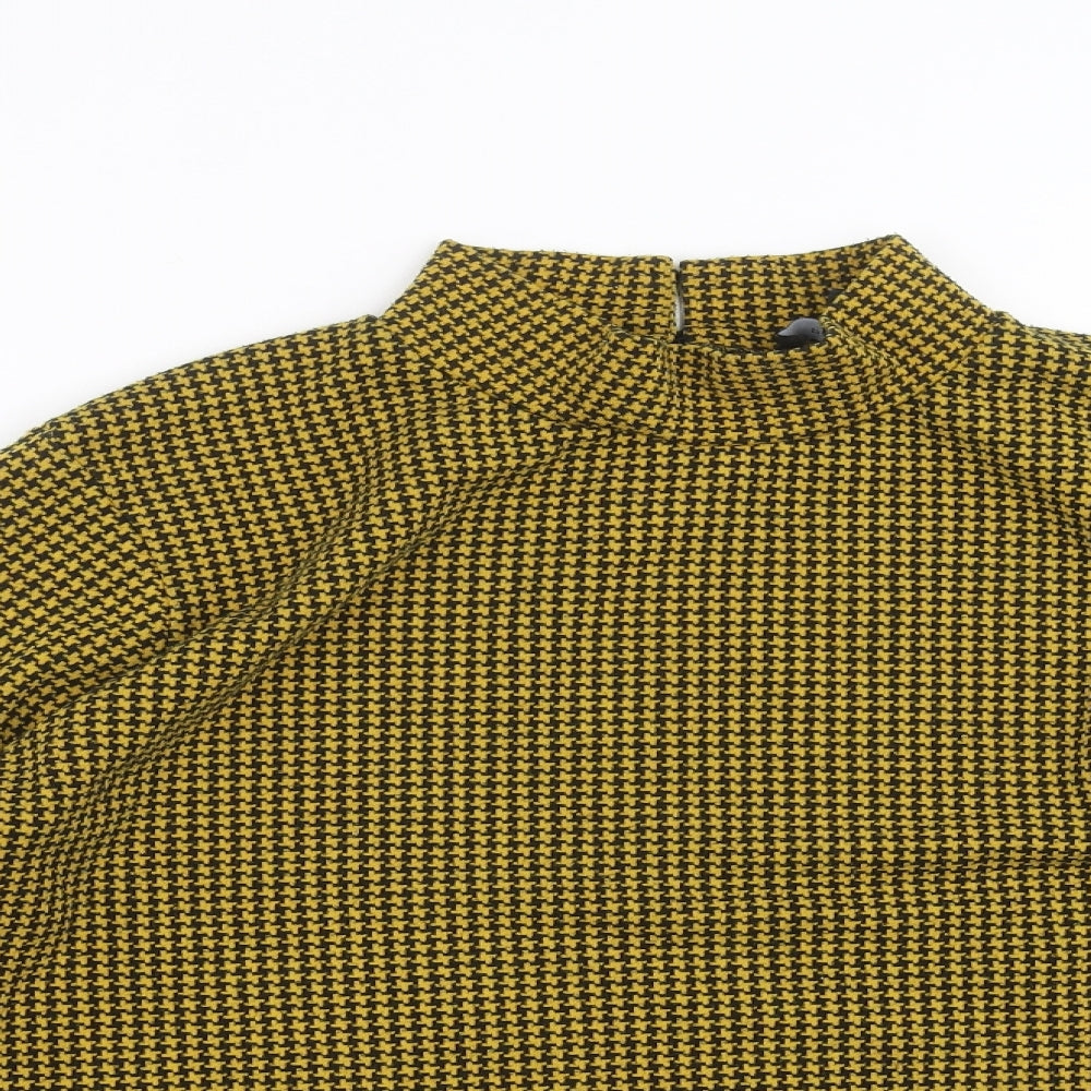 Primark Womens Yellow Houndstooth  Pullover Jumper Size XL