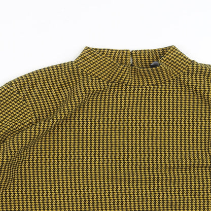 Primark Womens Yellow Houndstooth  Pullover Jumper Size XL