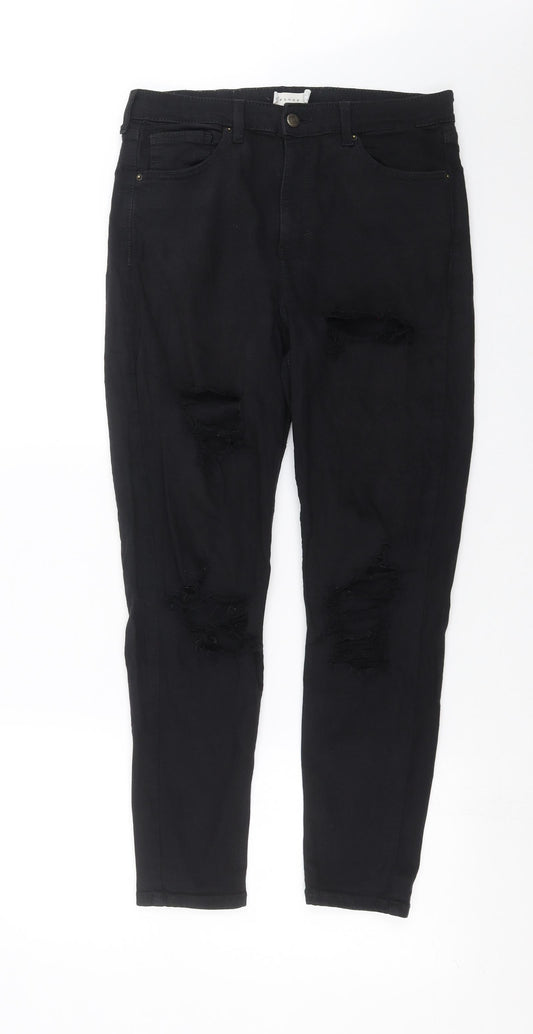 Topshop Womens Black  Denim Skinny Jeans Size 30 in L27 in