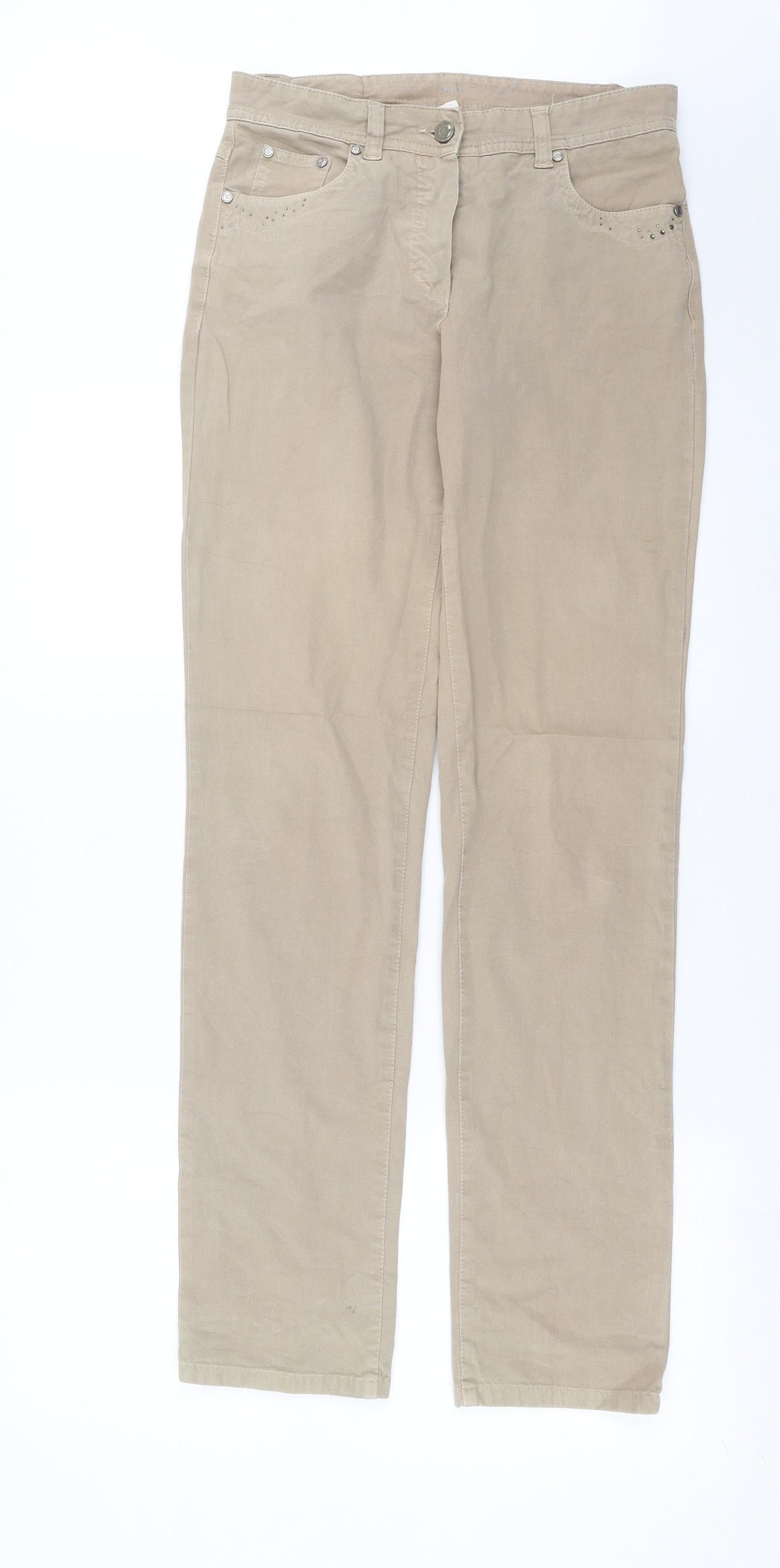 Womens UK Size 8 Preworn Regular Fit  Beige Trousers