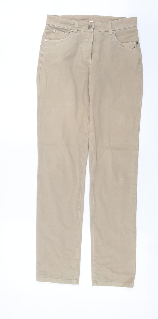 Womens UK Size 8 Preworn Regular Fit  Beige Trousers