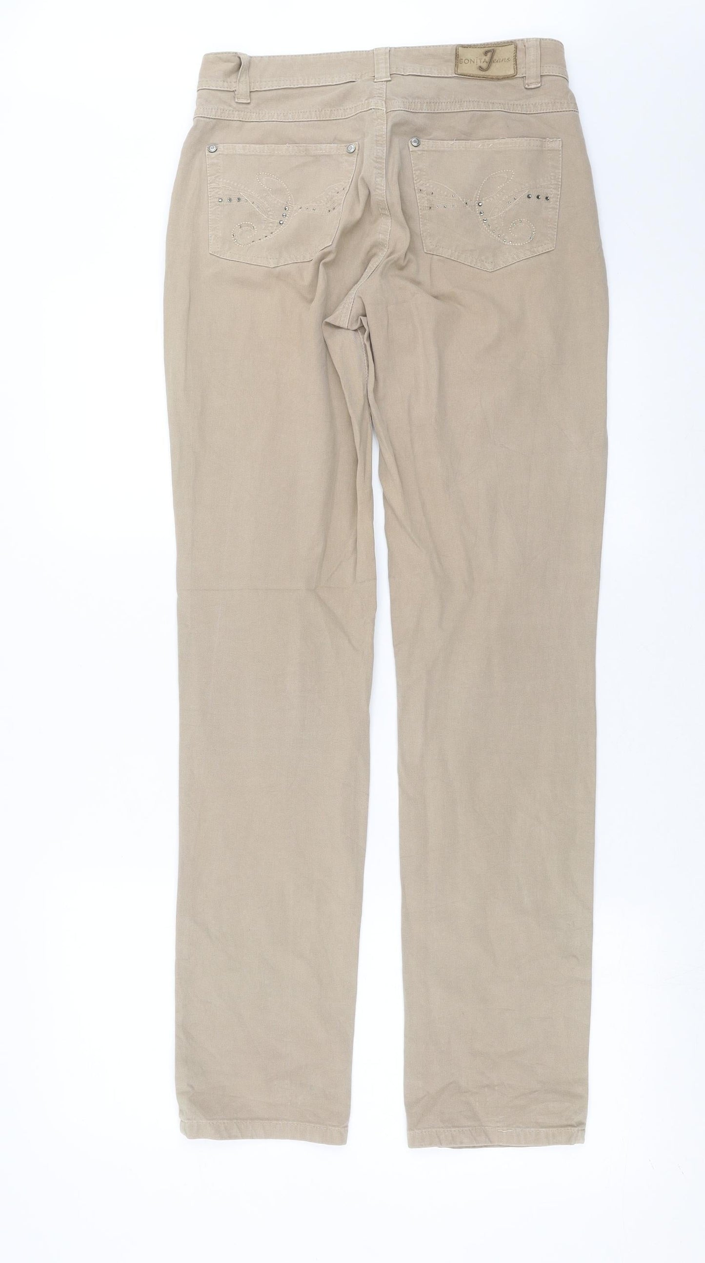 Womens UK Size 8 Preworn Regular Fit  Beige Trousers