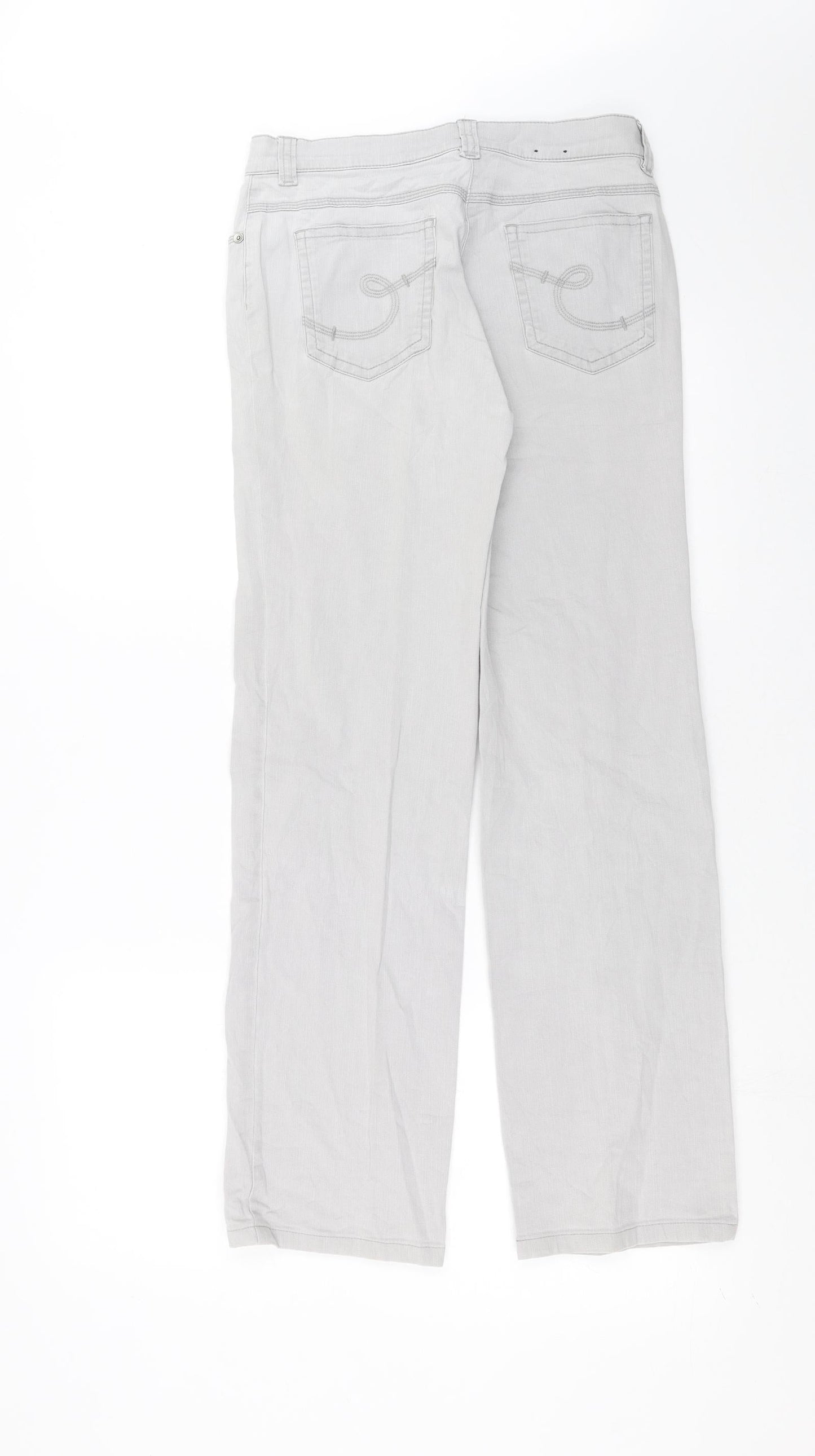 Christian Berg Womens Grey  Denim Straight Jeans Size 12 L28 in