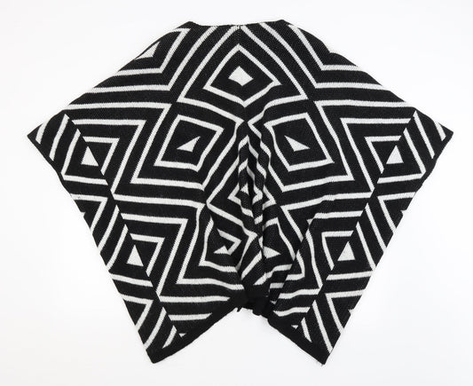 Sleek Chic Womens Black Geometric  Shrug Jumper One Size