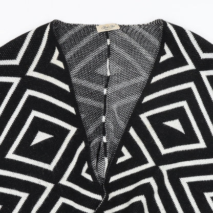 Sleek Chic Womens Black Geometric  Shrug Jumper One Size
