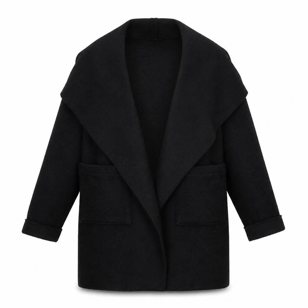 Womens UK Size M Preworn Black Overcoat