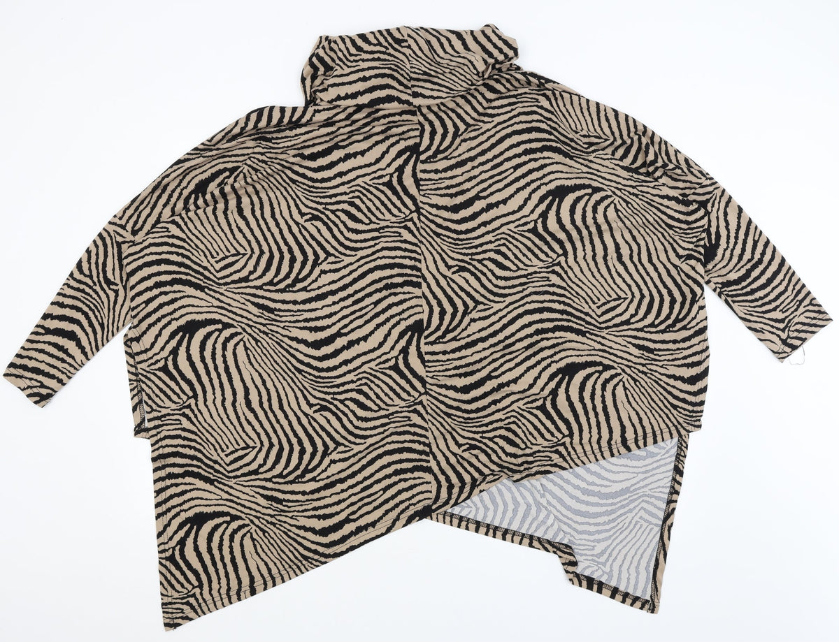 Quix Womens Orange Animal Print  Basic T-Shirt Size 2XL