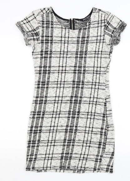 Select Womens White Plaid  Pencil Dress  Size 6
