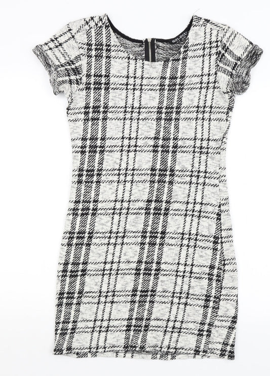 Select Womens White Plaid  Pencil Dress  Size 6