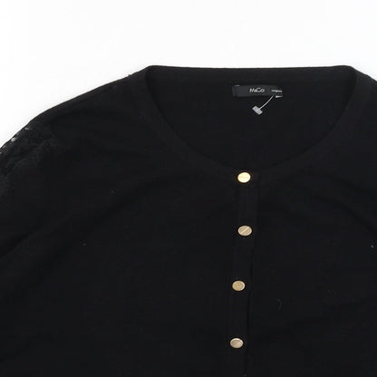 Womens UK Size 14 M&Co Black Cardigan Jumper