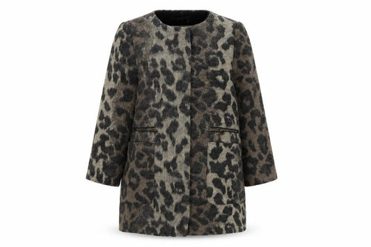 Matalan Girls Brown Animal Print  Overcoat Coat Size 8 Years