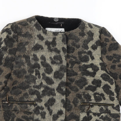 Matalan Girls Brown Animal Print  Overcoat Coat Size 8 Years