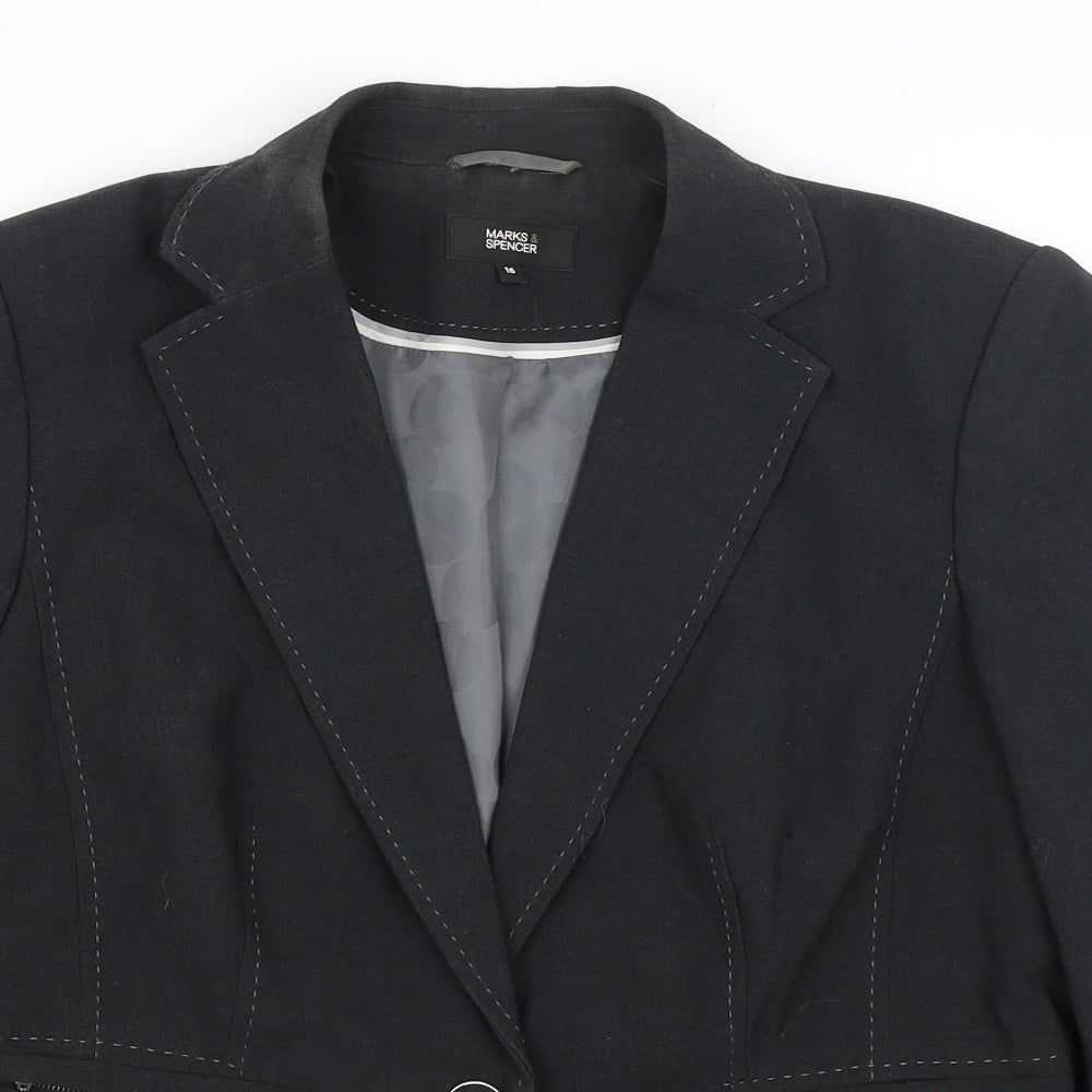 M&S Womens Grey   Jacket Blazer Size 16