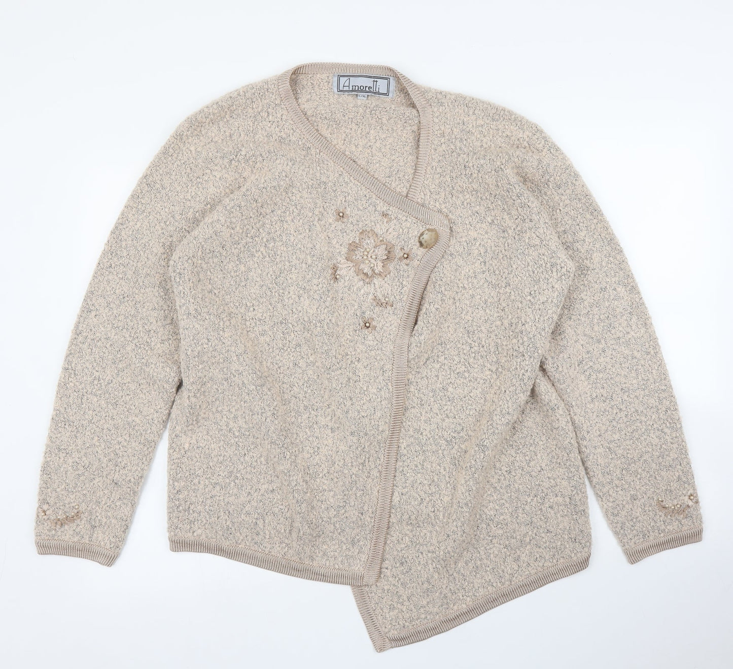 Womens UK Size XL Amoretti Beige Cardigan Jumper