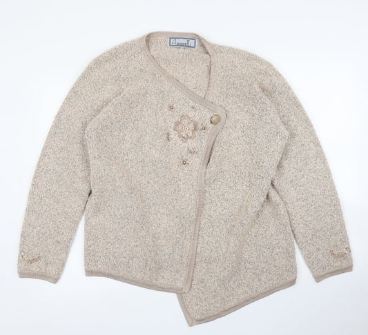 Womens UK Size XL Amoretti Beige Cardigan Jumper