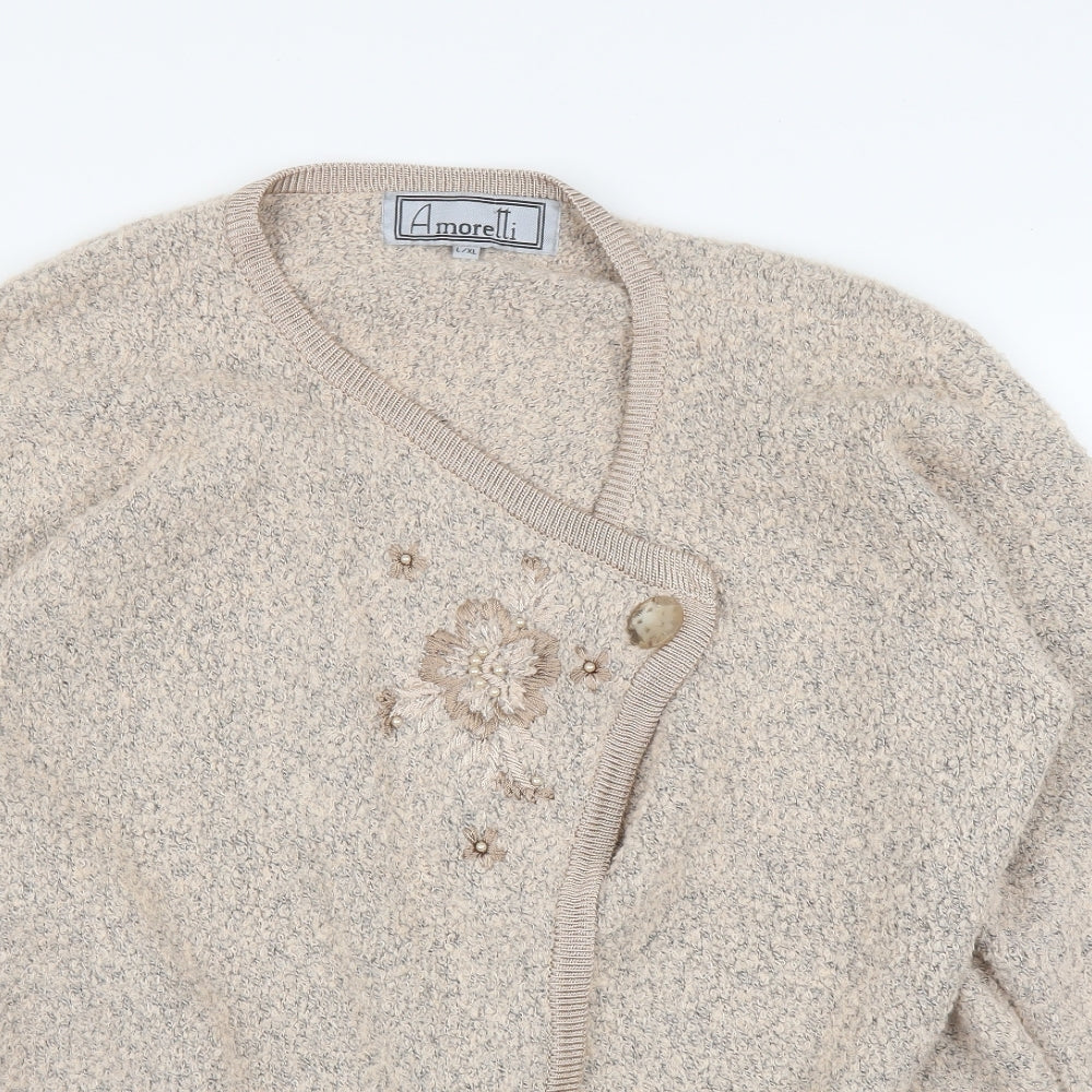 Womens UK Size XL Amoretti Beige Cardigan Jumper