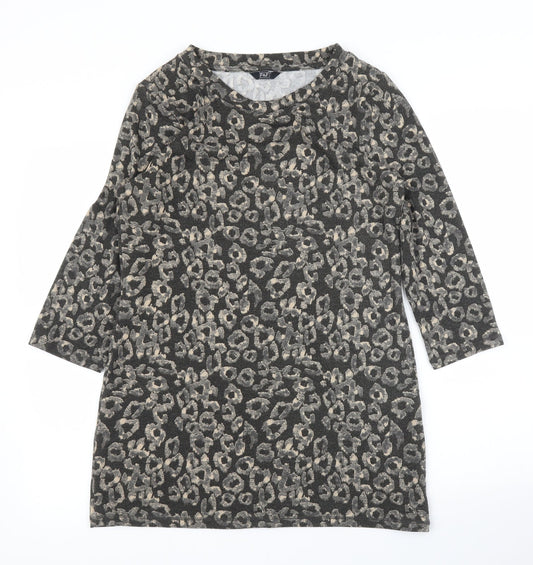 F&F Womens Brown Animal Print  Tunic Blouse Size 12  - Leopard print