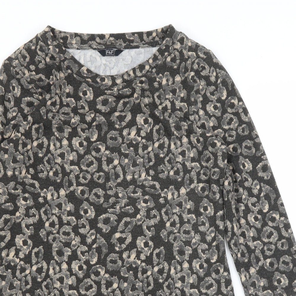 F&F Womens Brown Animal Print  Tunic Blouse Size 12  - Leopard print