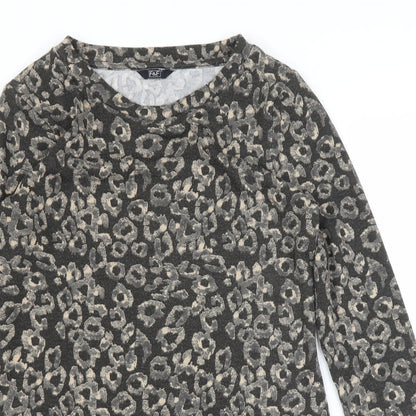 F&F Womens Brown Animal Print  Tunic Blouse Size 12  - Leopard print