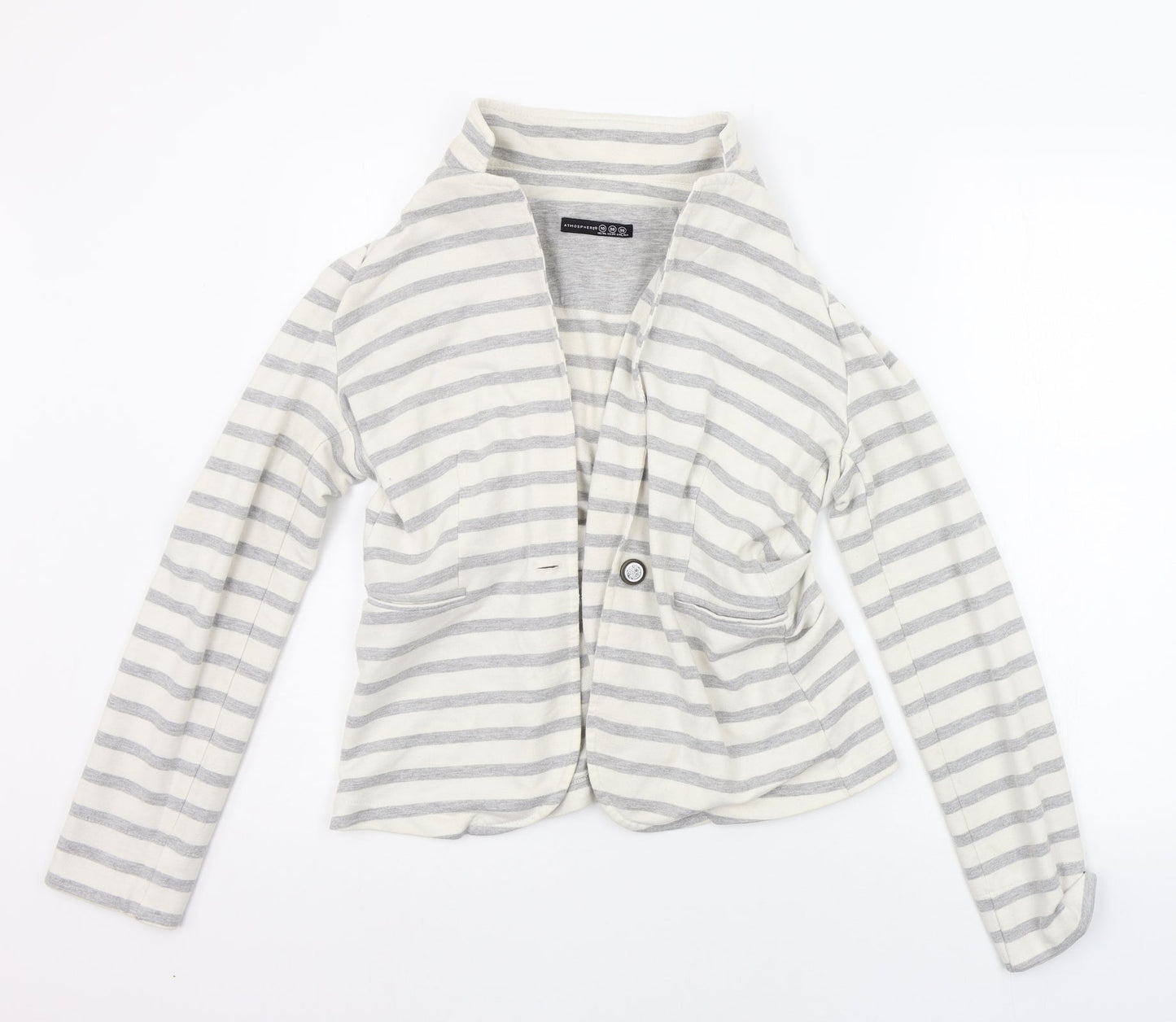 Atmosphere Womens White Striped  Cardigan Jumper Size 10