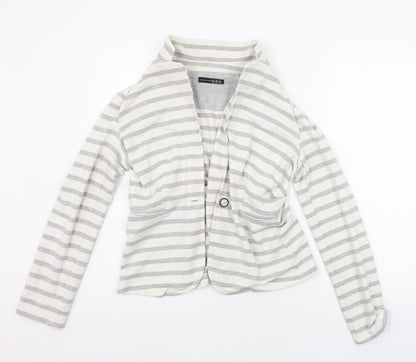 Atmosphere Womens White Striped  Cardigan Jumper Size 10