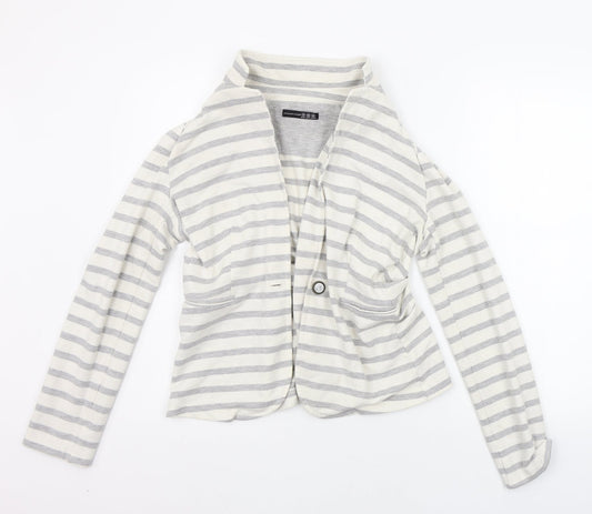 Atmosphere Womens White Striped  Cardigan Jumper Size 10