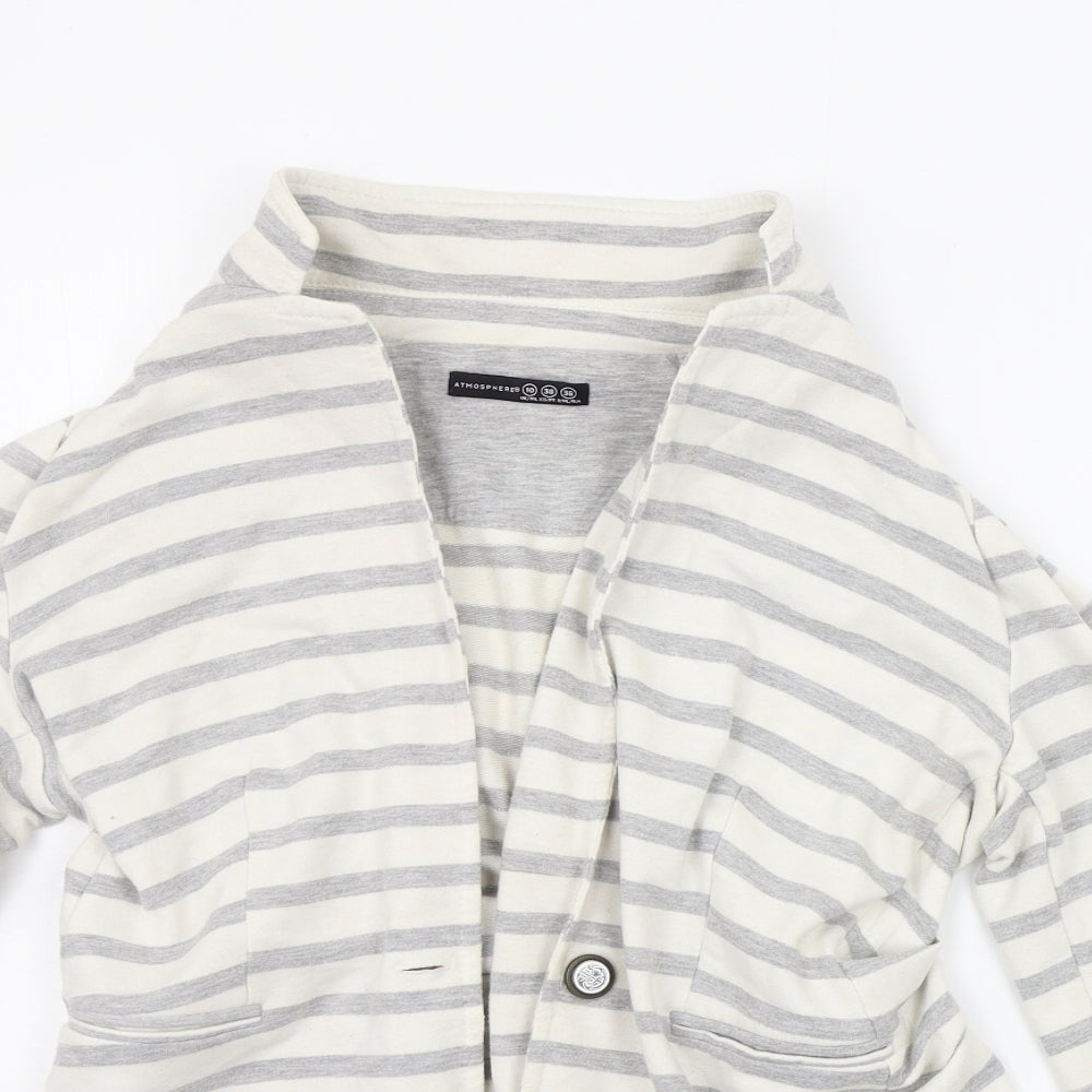 Atmosphere Womens White Striped  Cardigan Jumper Size 10