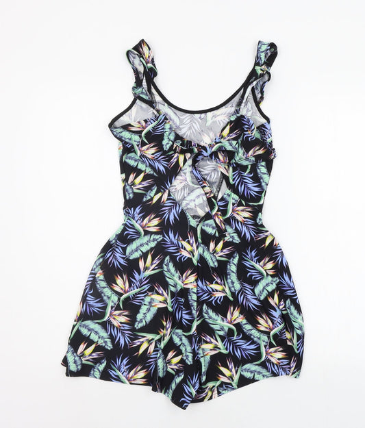 Divided Womens Black Floral  Jumpsuit One-Piece Size 8