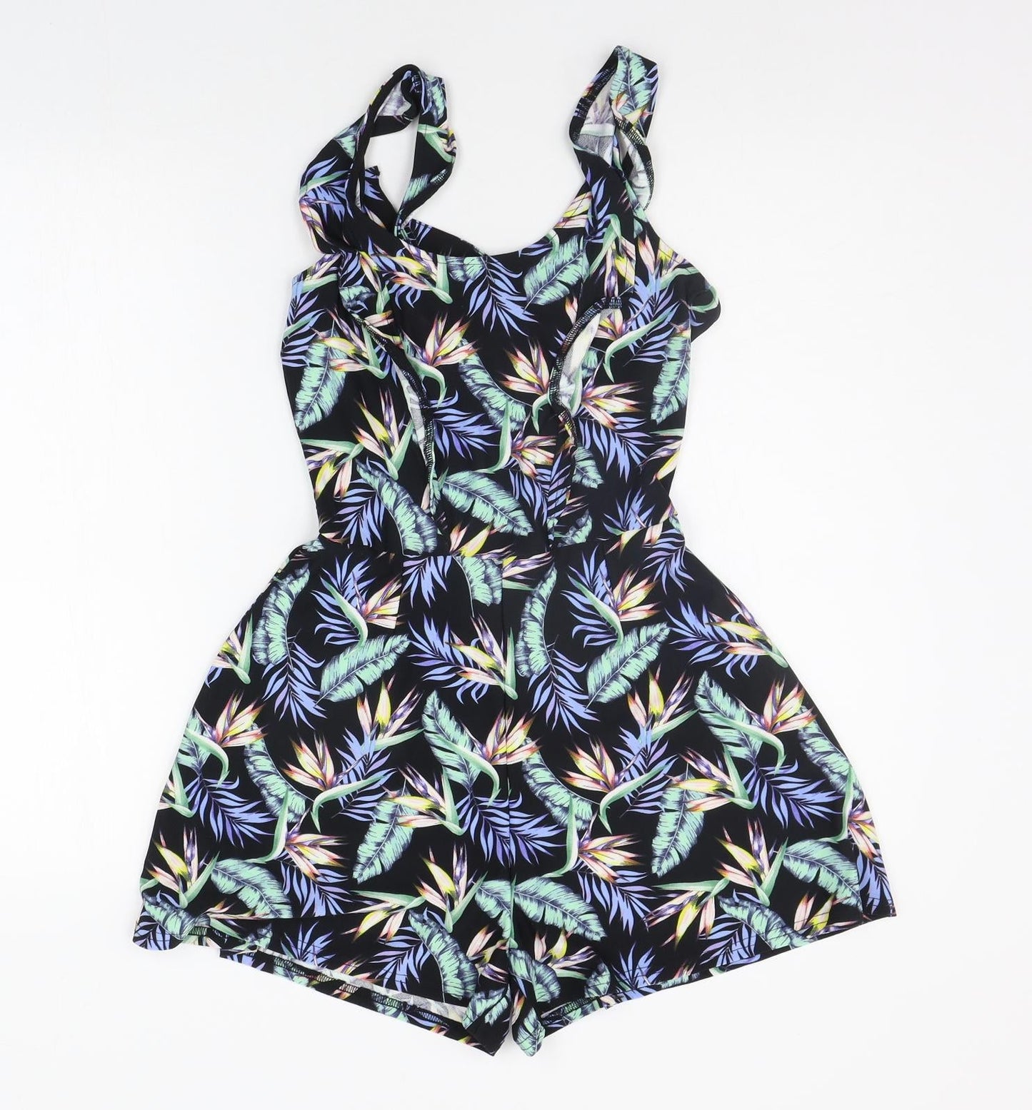 Divided Womens Black Floral  Jumpsuit One-Piece Size 8