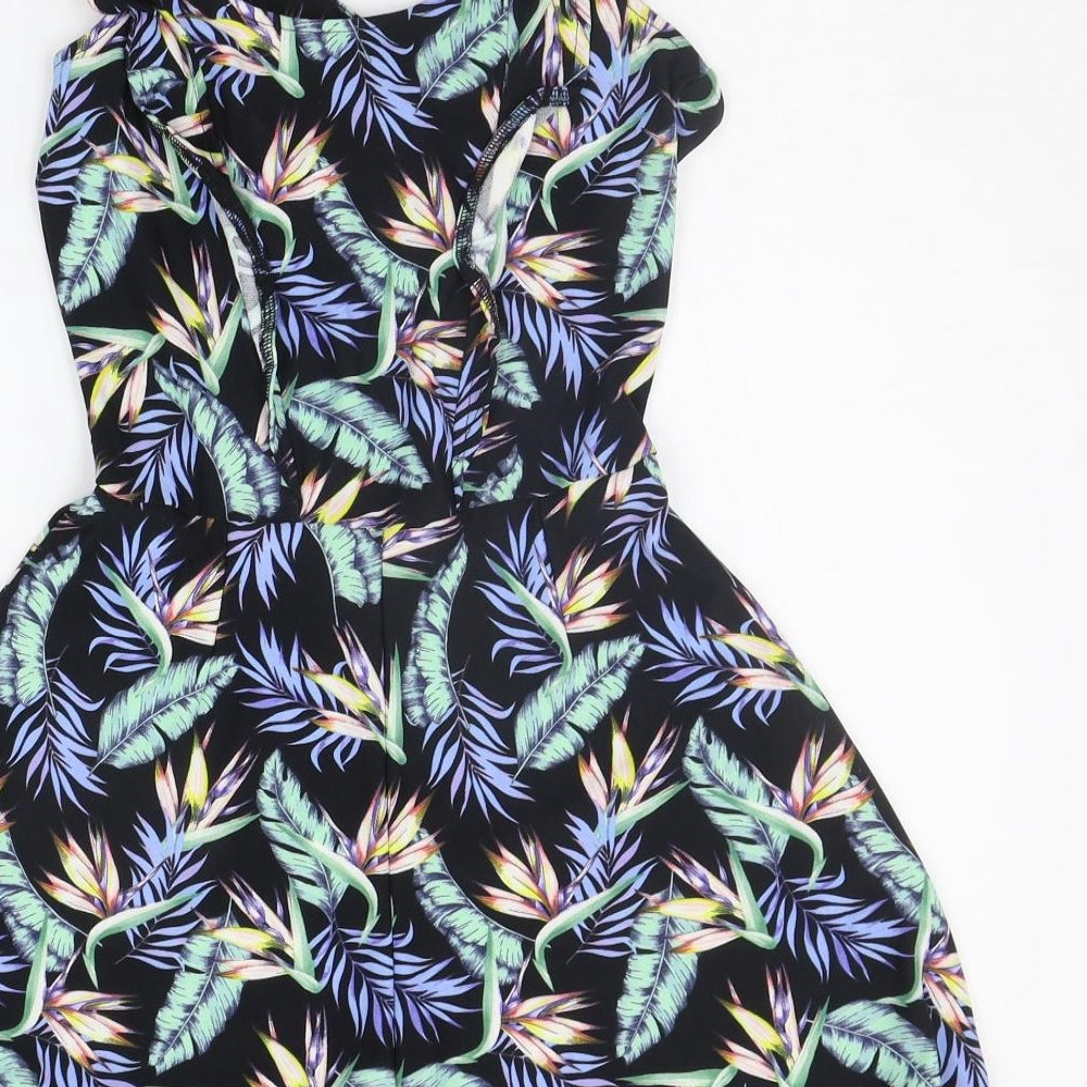 Divided Womens Black Floral  Jumpsuit One-Piece Size 8