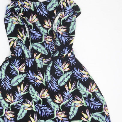 Divided Womens Black Floral  Jumpsuit One-Piece Size 8