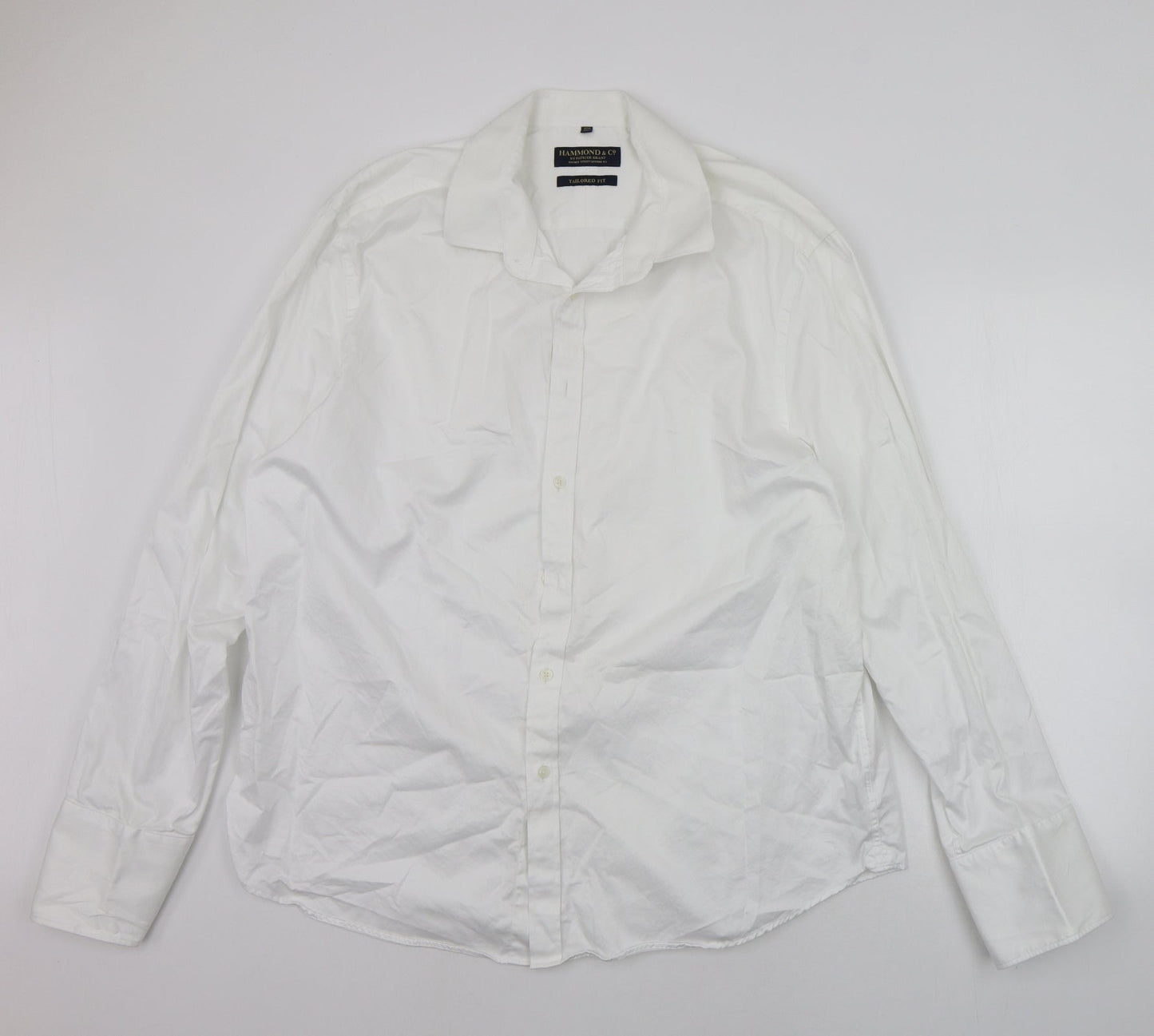 Mens UK Size 18.5 Hammond & Co. White  Button-Up Long Sleeve Casual Shirt